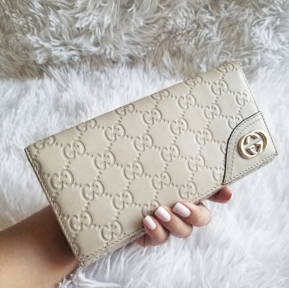 Gucci Handbags - Gucci Guccissima Cream Ivory Long Wallet